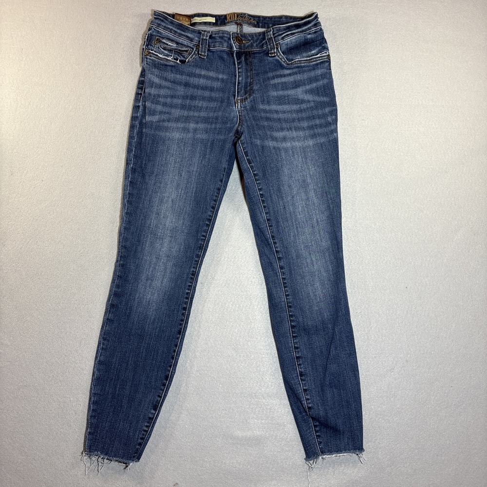 Kut from the Kloth Women's Jeans 6‎ Carlo Ankle Skinny Med Wash Raw Hem Stretch